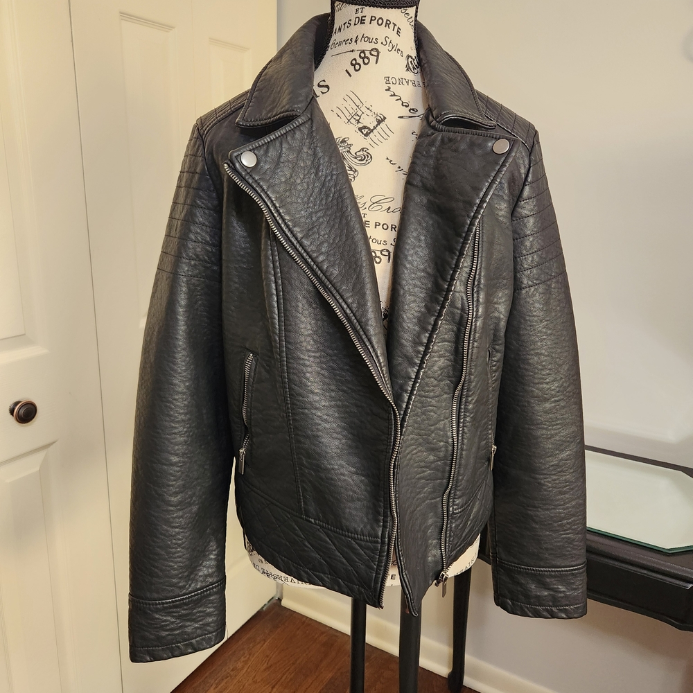 Mossimo Supply Co. Black Leather Bomber Jacket